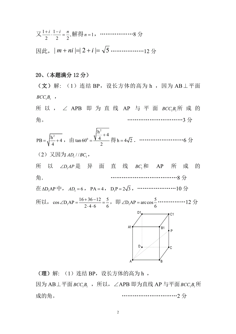 答案长宁区2011学年第一学期高三教学质量检测(2012一模答案).doc_第2页