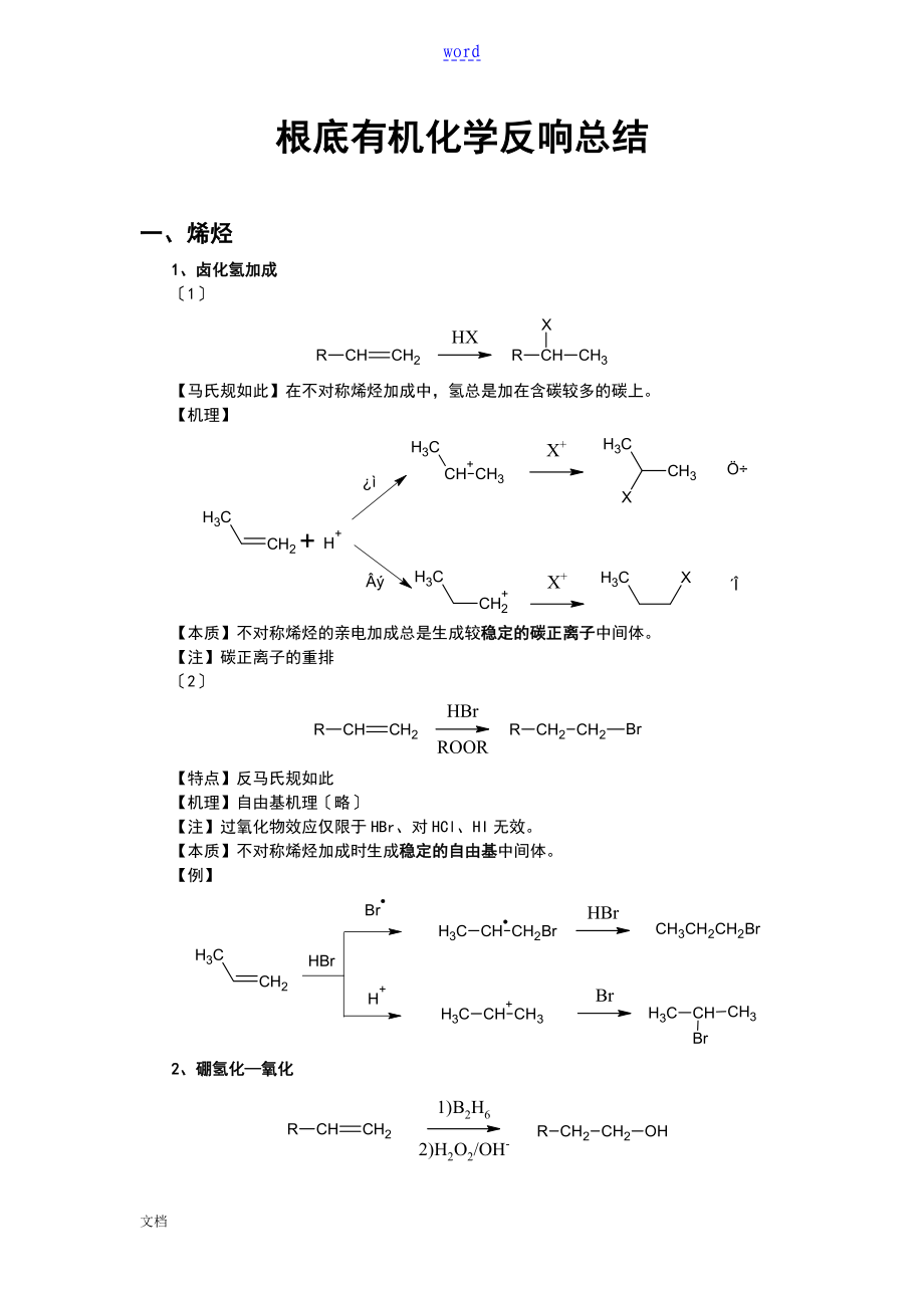 基础有机化学反应总结材料_第1页