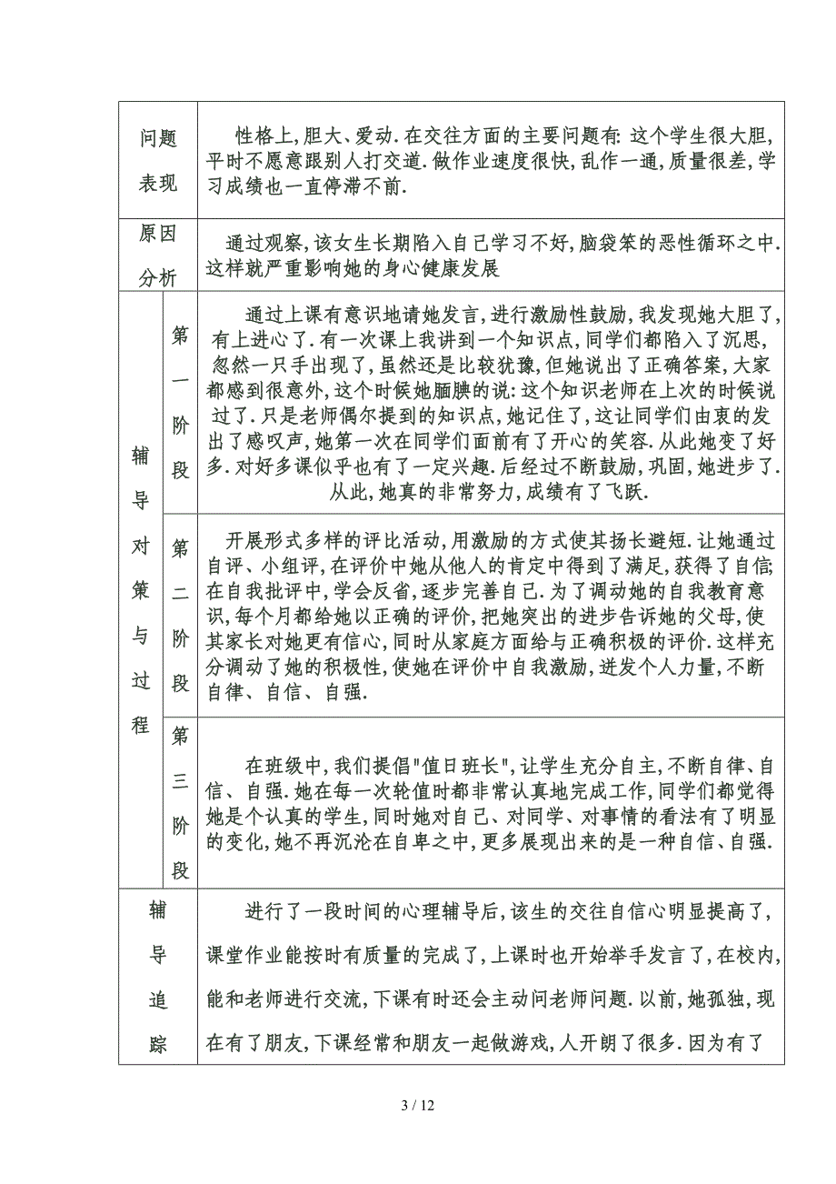 原龙村小三年级学生心理健康教育记录表_第3页