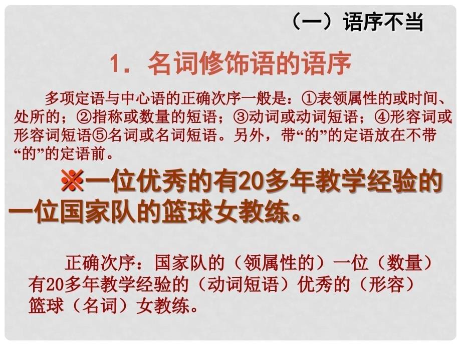 江苏省徐州市睢宁县宁海外国语学校高考语文专题复习 修改病句专题复习课件_第5页