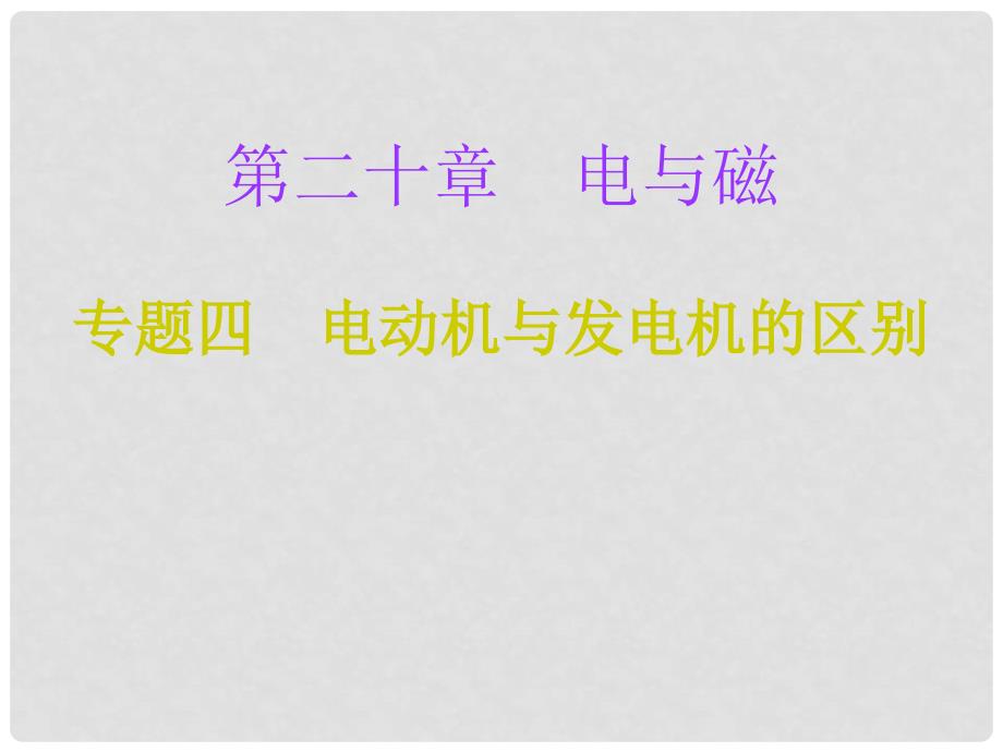 九年级物理全册 第20章 电与磁（专题四 电动机与发电机的区别）专项训练课件 （新版）新人教版_第1页