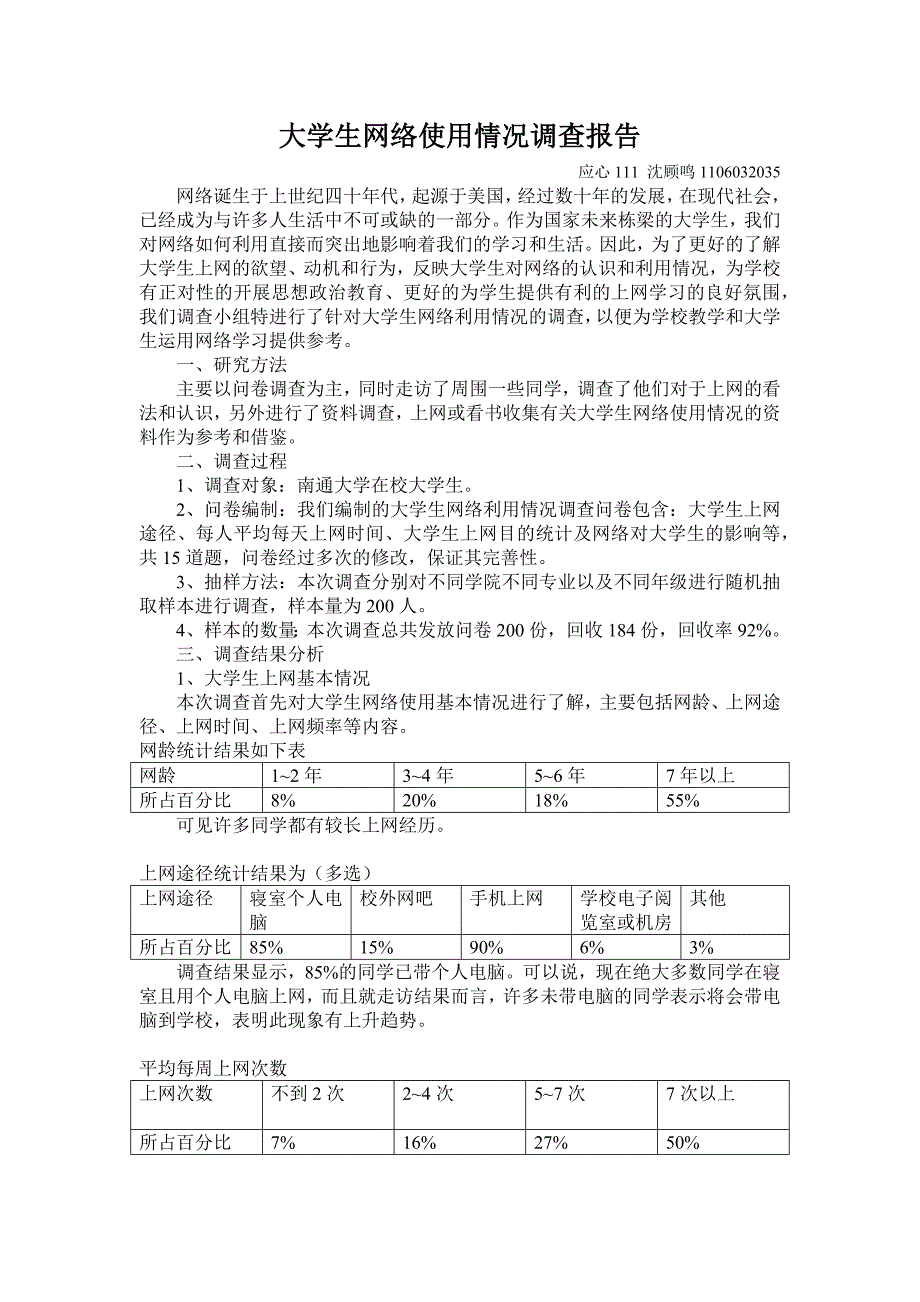 大学生网络使用情况调查报告_第1页