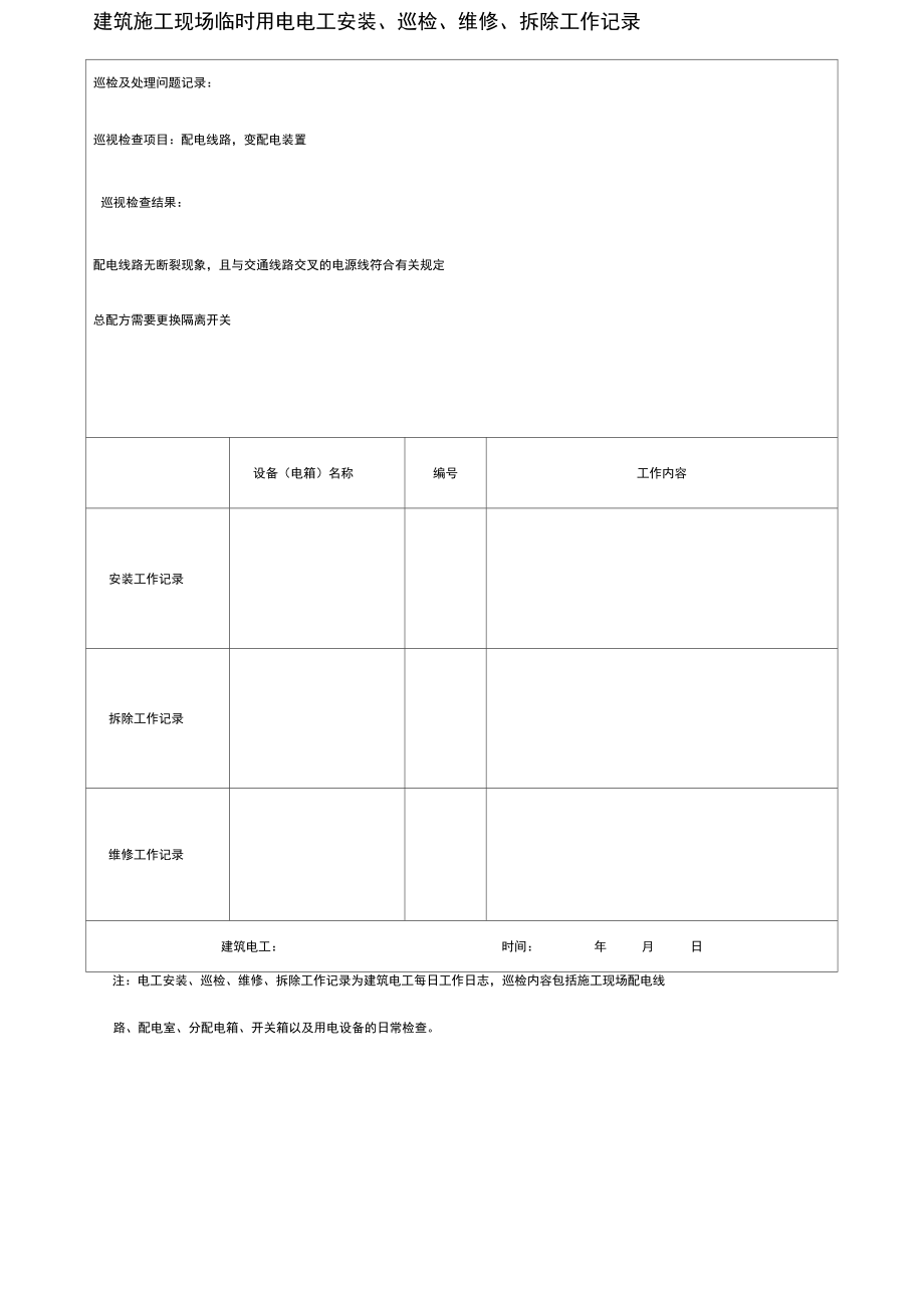 电工维修记录_第1页