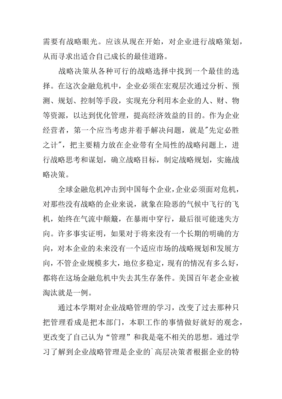 2024年企业战略管理心得体会合集篇_第2页