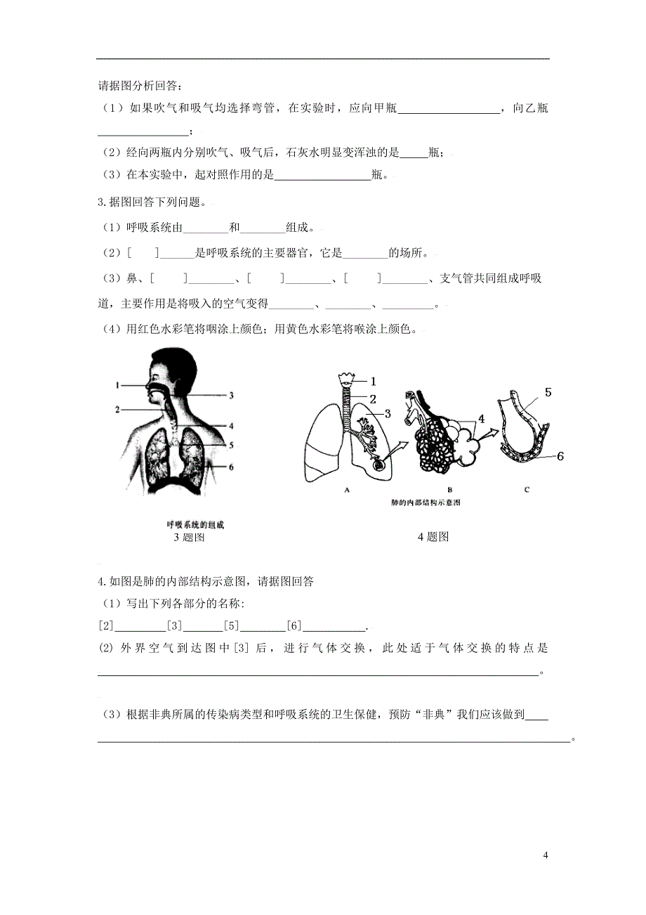 七年级生物下册 人体的呼吸检测题 新人教版_第4页