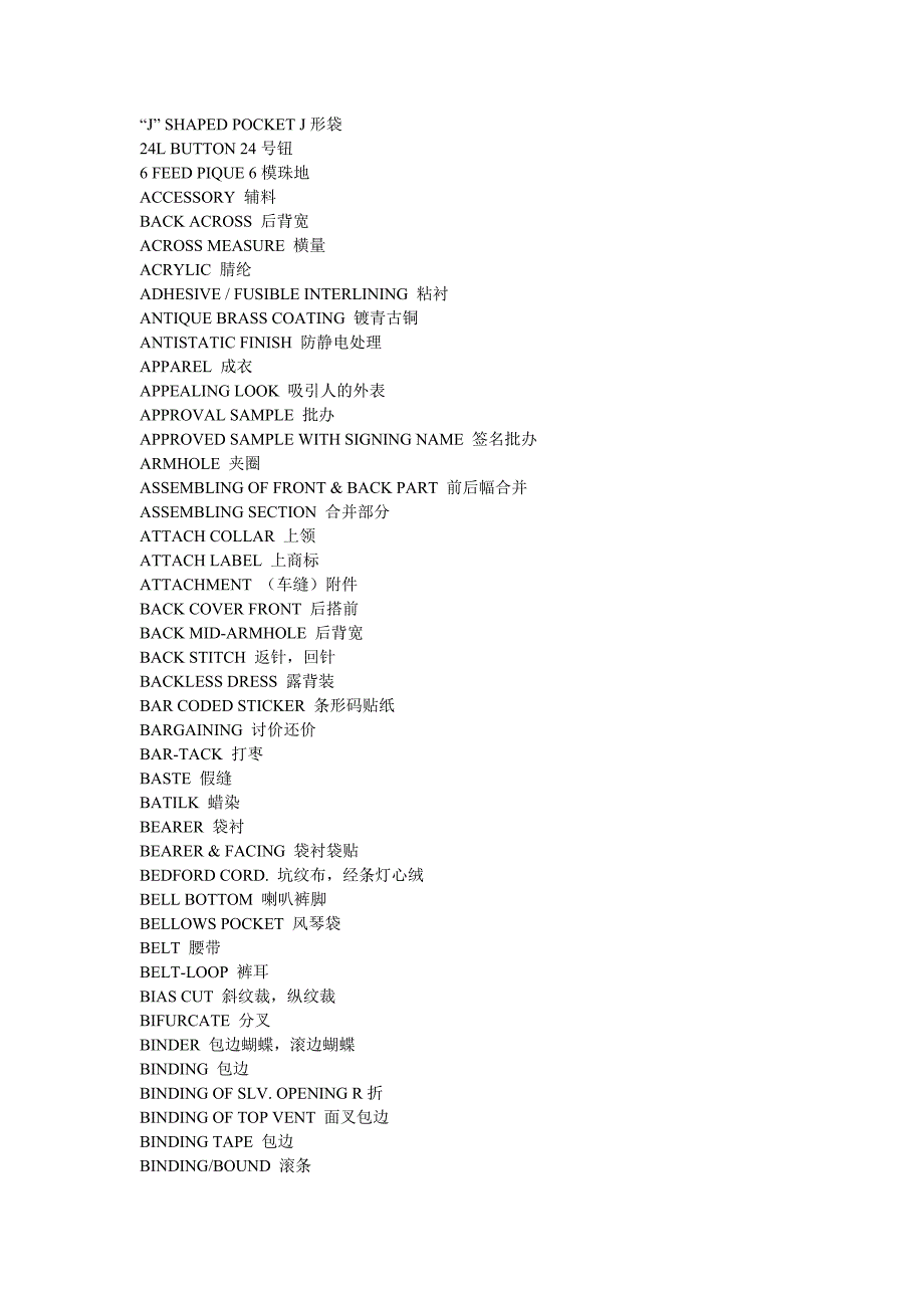 外贸服装出口英语词汇大全_第1页