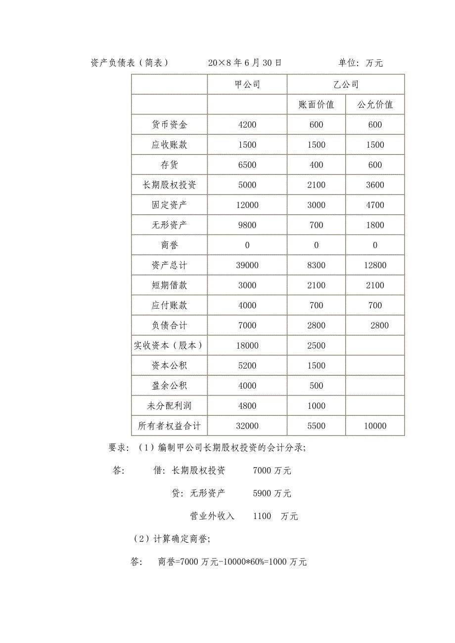 高级财务会计期中试题_第5页