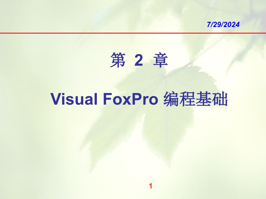 第02章VisualFoxPro编程基础课件_第1页