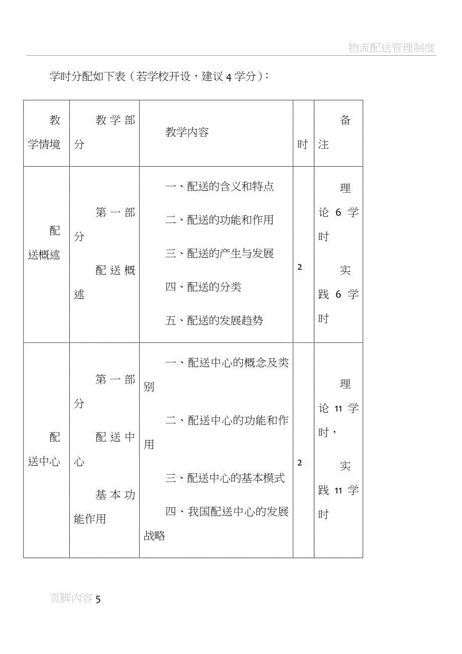 物流配送管理教学大纲_第5页