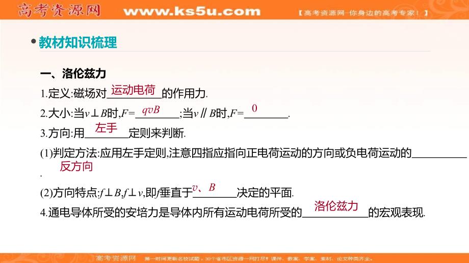 全品高考复习方案高考物理一轮复习课件：第9单元 磁场 第25讲 磁场对运动电荷的作用_第4页