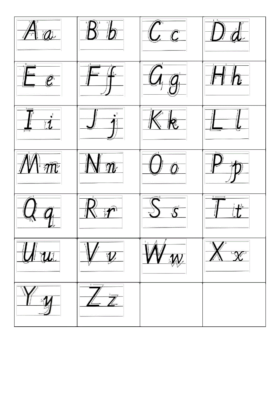 三年级-英语-26-英文字母-手写体-描红-字帖-有笔顺-可仿写_第1页