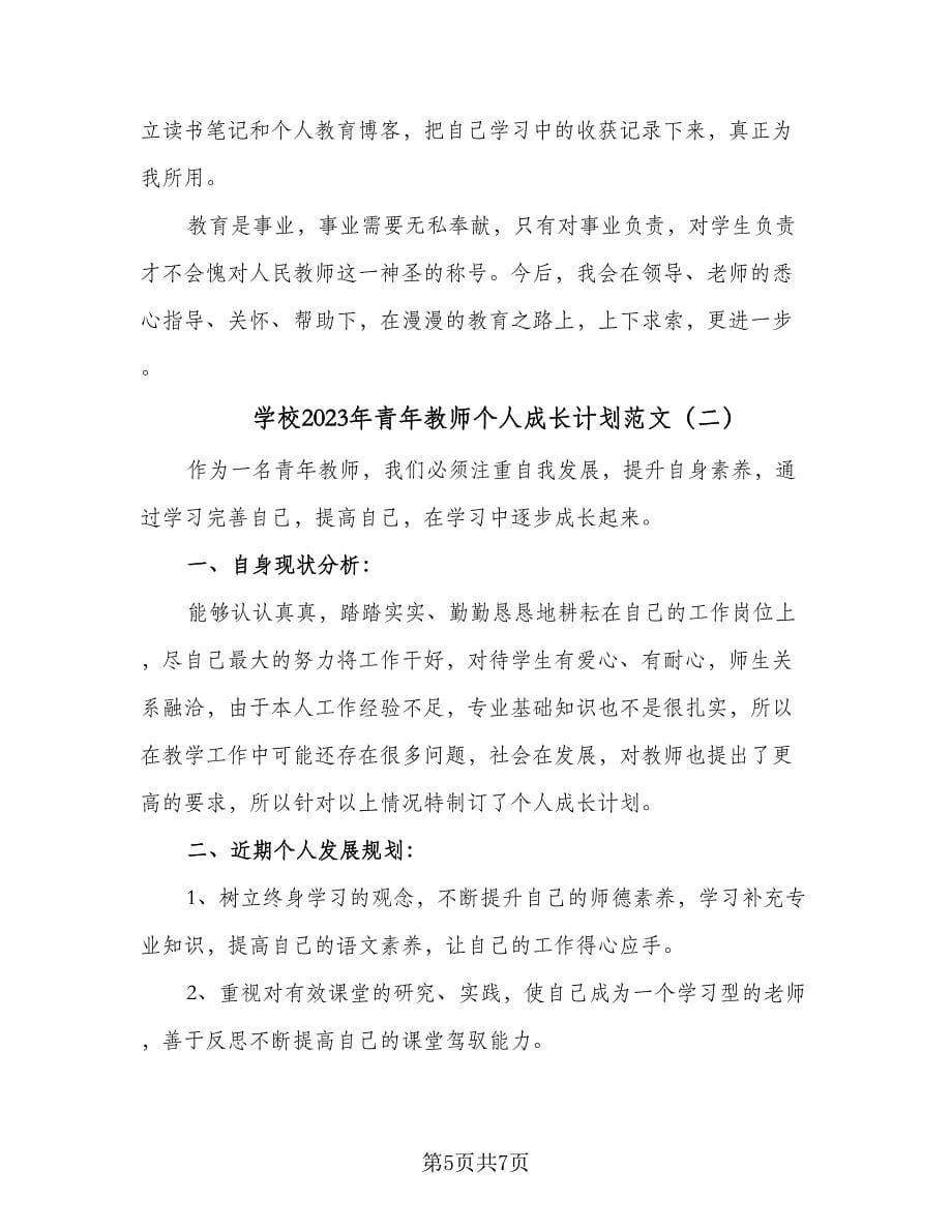 学校2023年青年教师个人成长计划范文（二篇）.doc_第5页