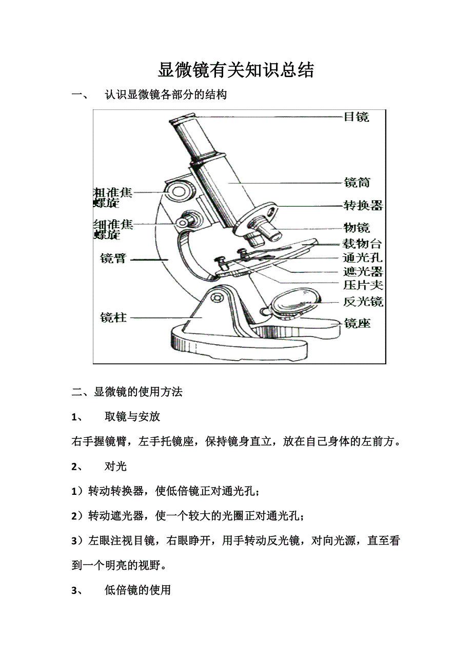 显微镜有关知识总结.docx_第1页