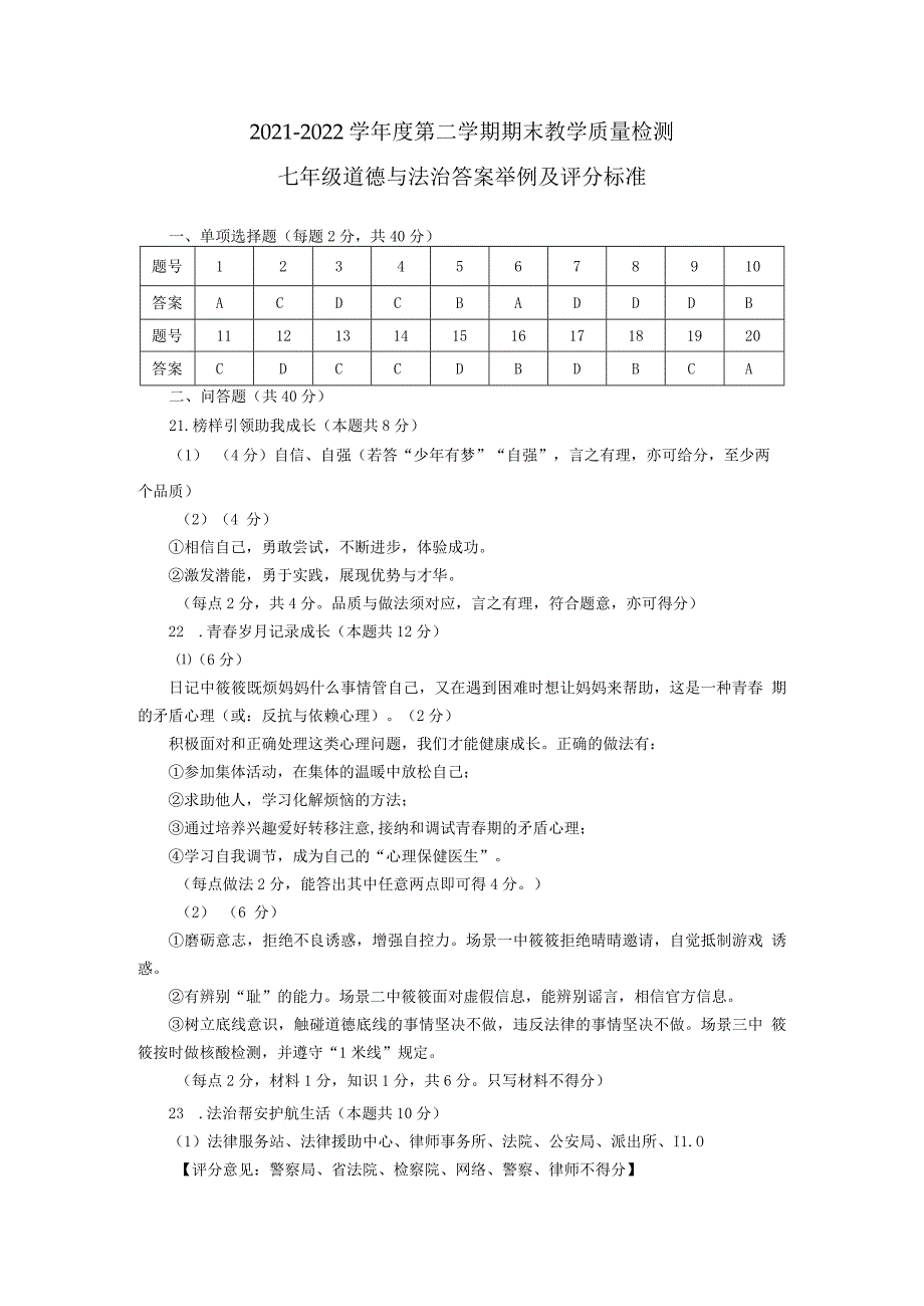 七年级道法答案_第1页