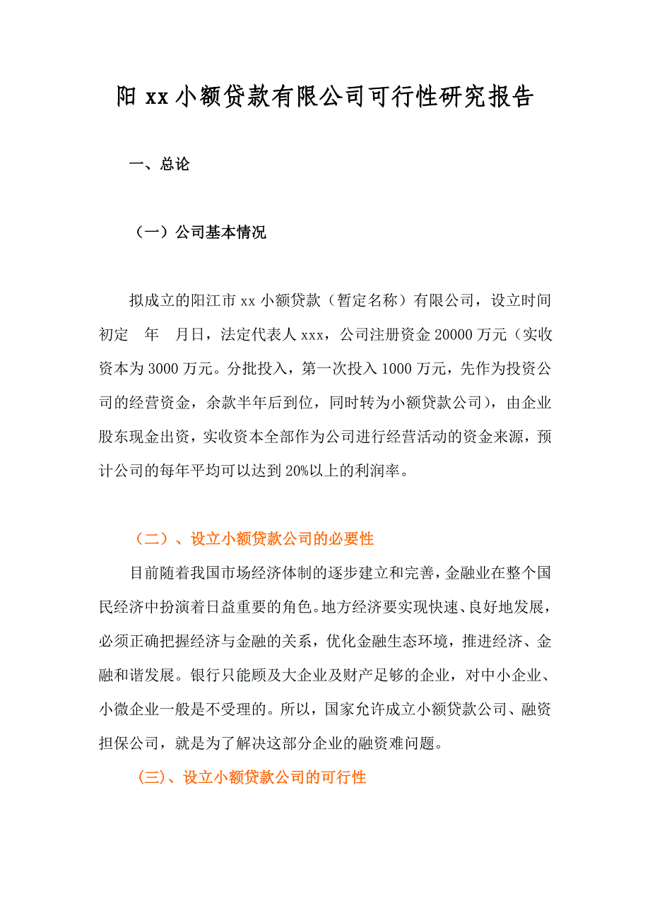 小额贷款有限公司可行性研究报告_第1页