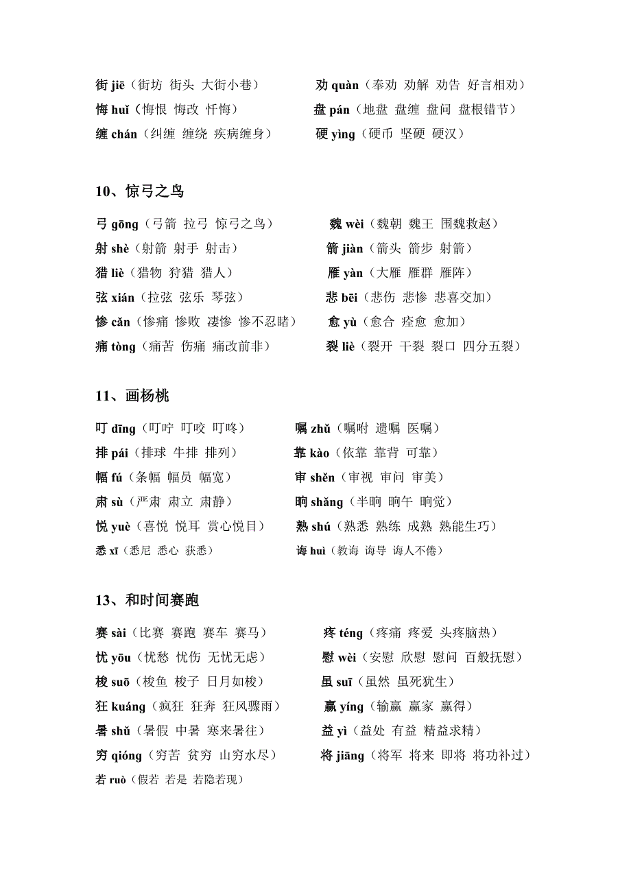 人教版三年级(下册)生字表生字注音及组词_第3页