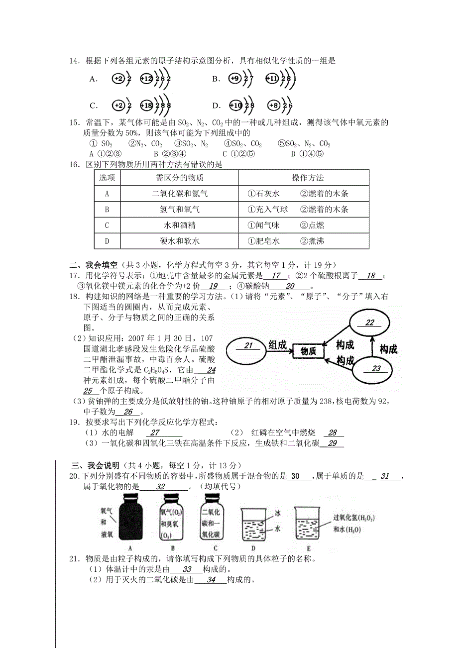 湖北宜昌市六中2010年秋九年级化学期中试题（无答案）人教新课标版_第2页