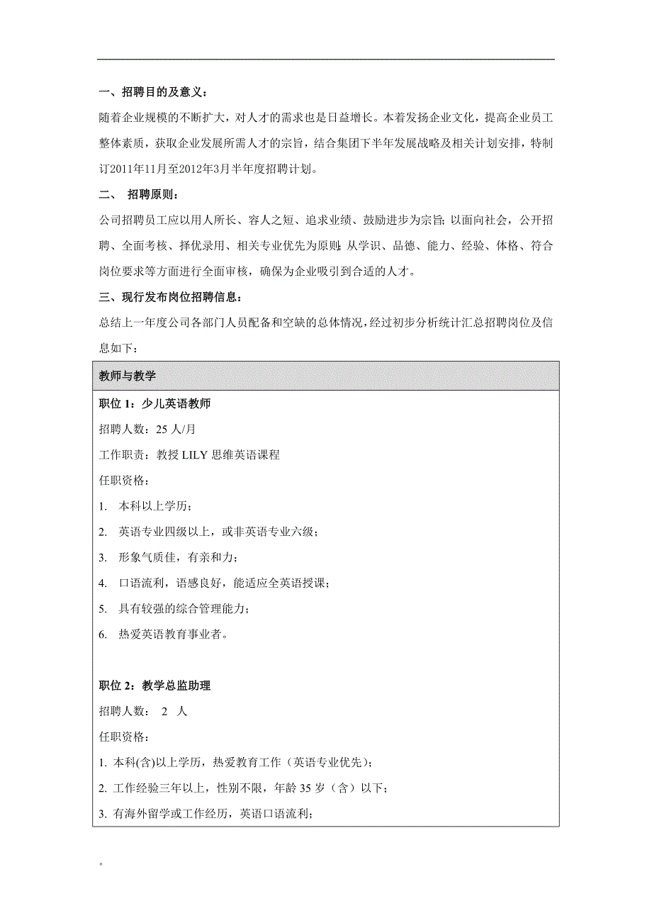 教育科技有限公司半年度招聘计划书.doc_第3页