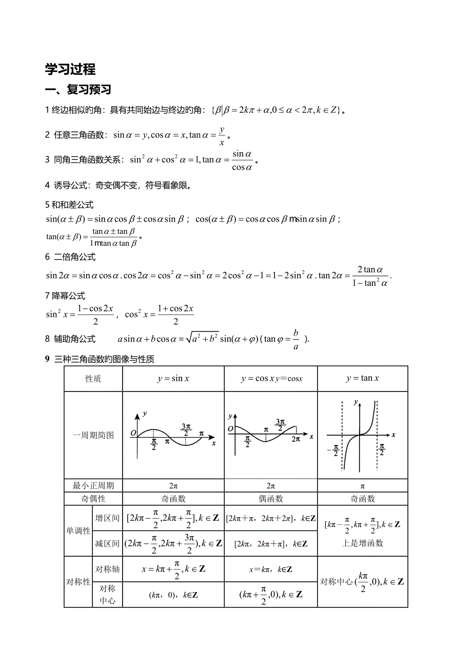 三角函数的图像及平移学案_第2页