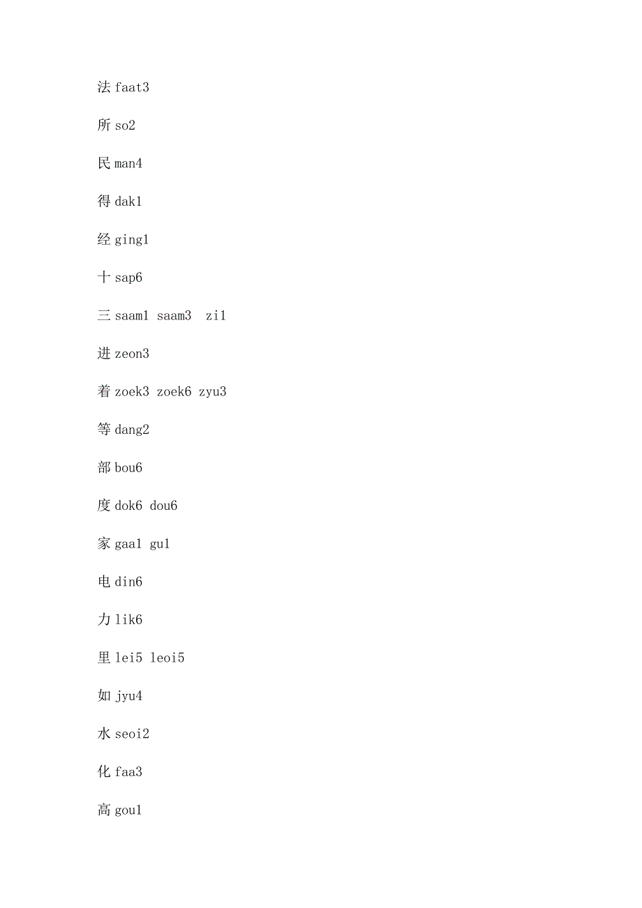 广东话粤语拼音最常用的汉字500个字注音_第4页