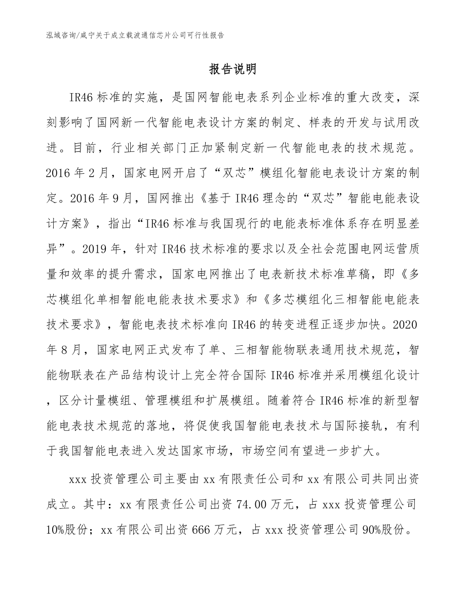 咸宁关于成立载波通信芯片公司可行性报告模板范本_第2页