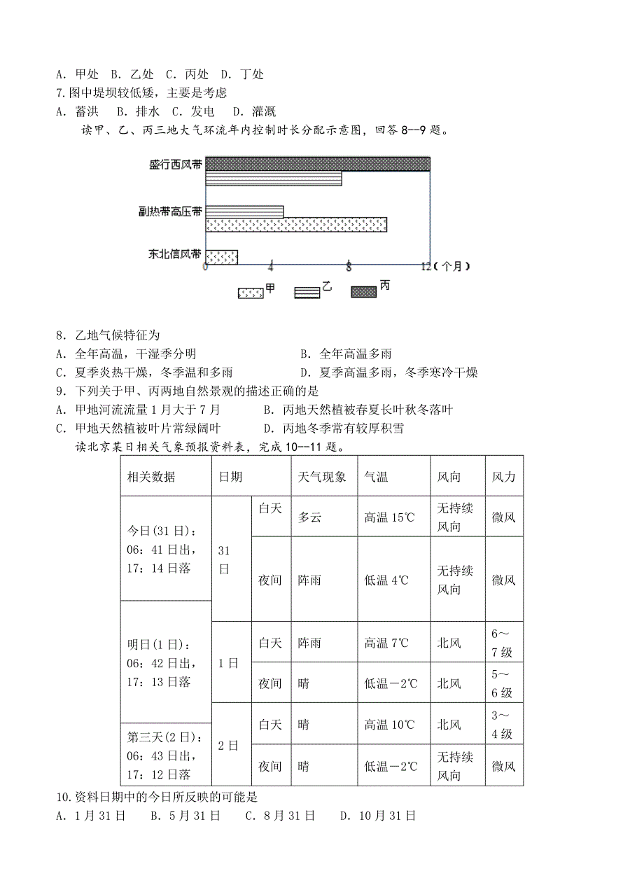 精校版湖北省龙泉中学、宜昌一中高三10月联考地理试题含答案_第2页