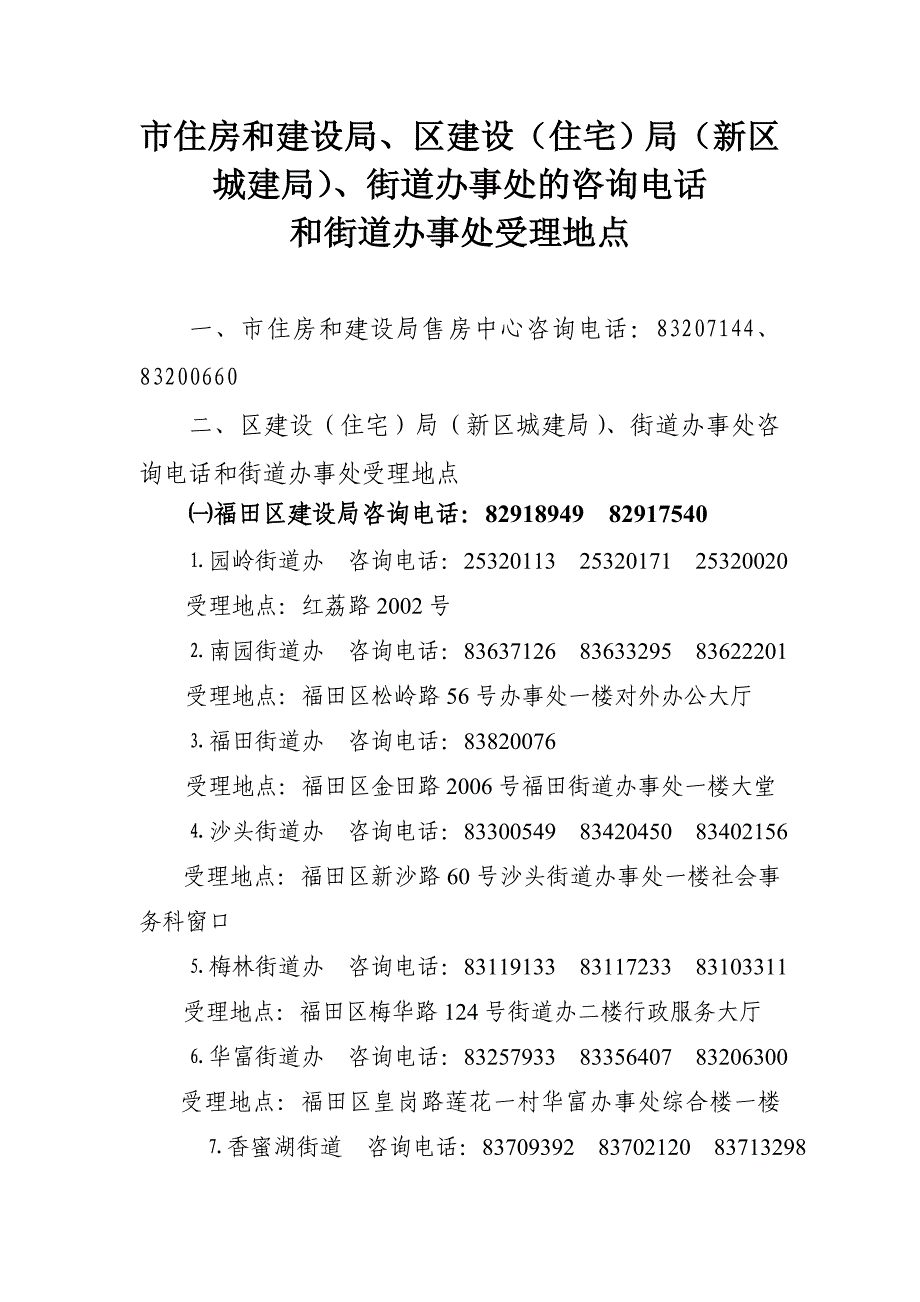 深圳市保障房申领及受理相关材料地点一览表.doc_第1页