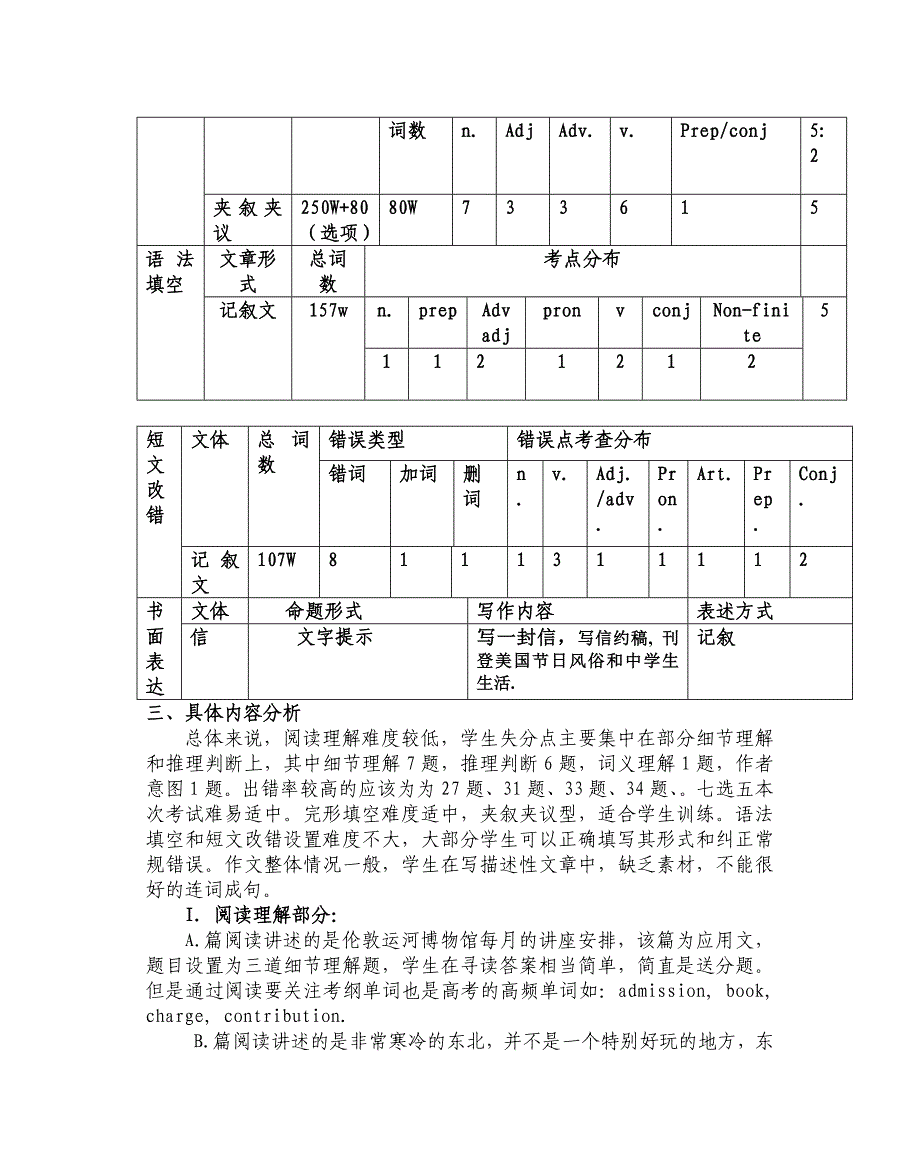 2015年全国新课标I试卷结构及试题结构分析试卷分析.doc_第2页