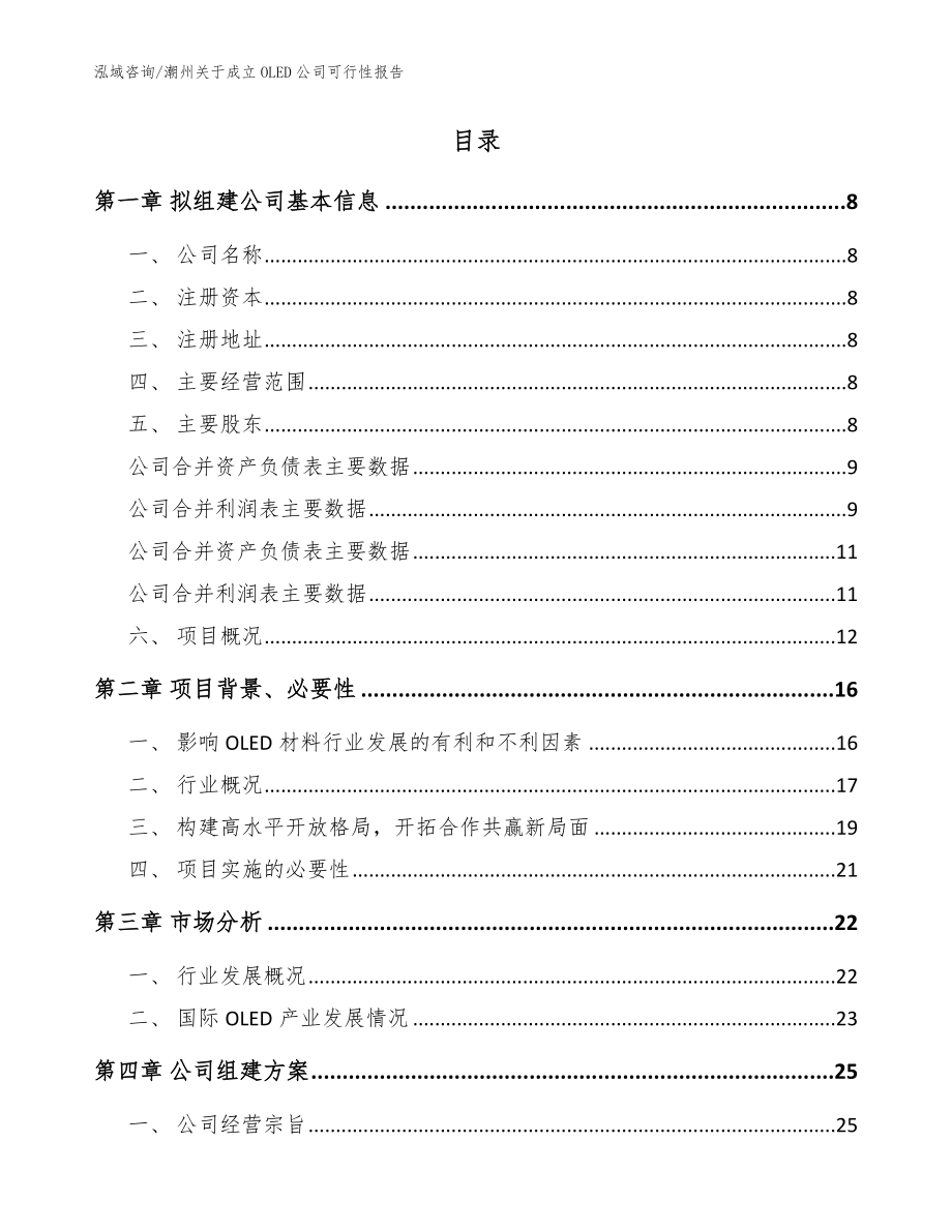 潮州关于成立OLED公司可行性报告【模板】_第2页