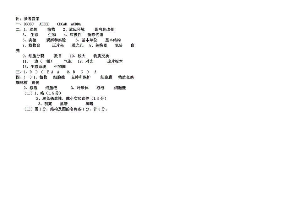 2010－2011学年度温江区上期期中学业检测生物试题_第3页