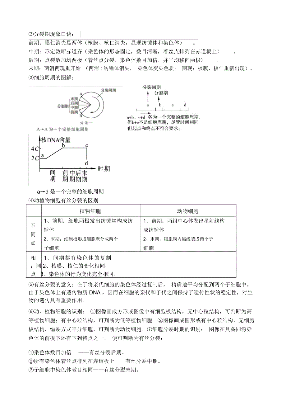 生物必修一第六章第一节细胞的增殖知识总结_第3页