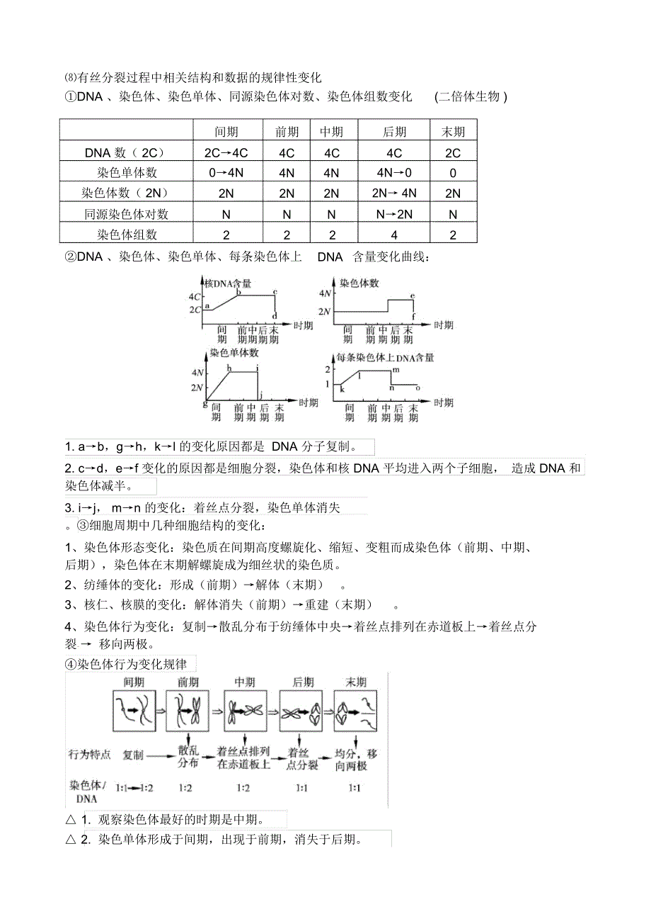 生物必修一第六章第一节细胞的增殖知识总结_第4页