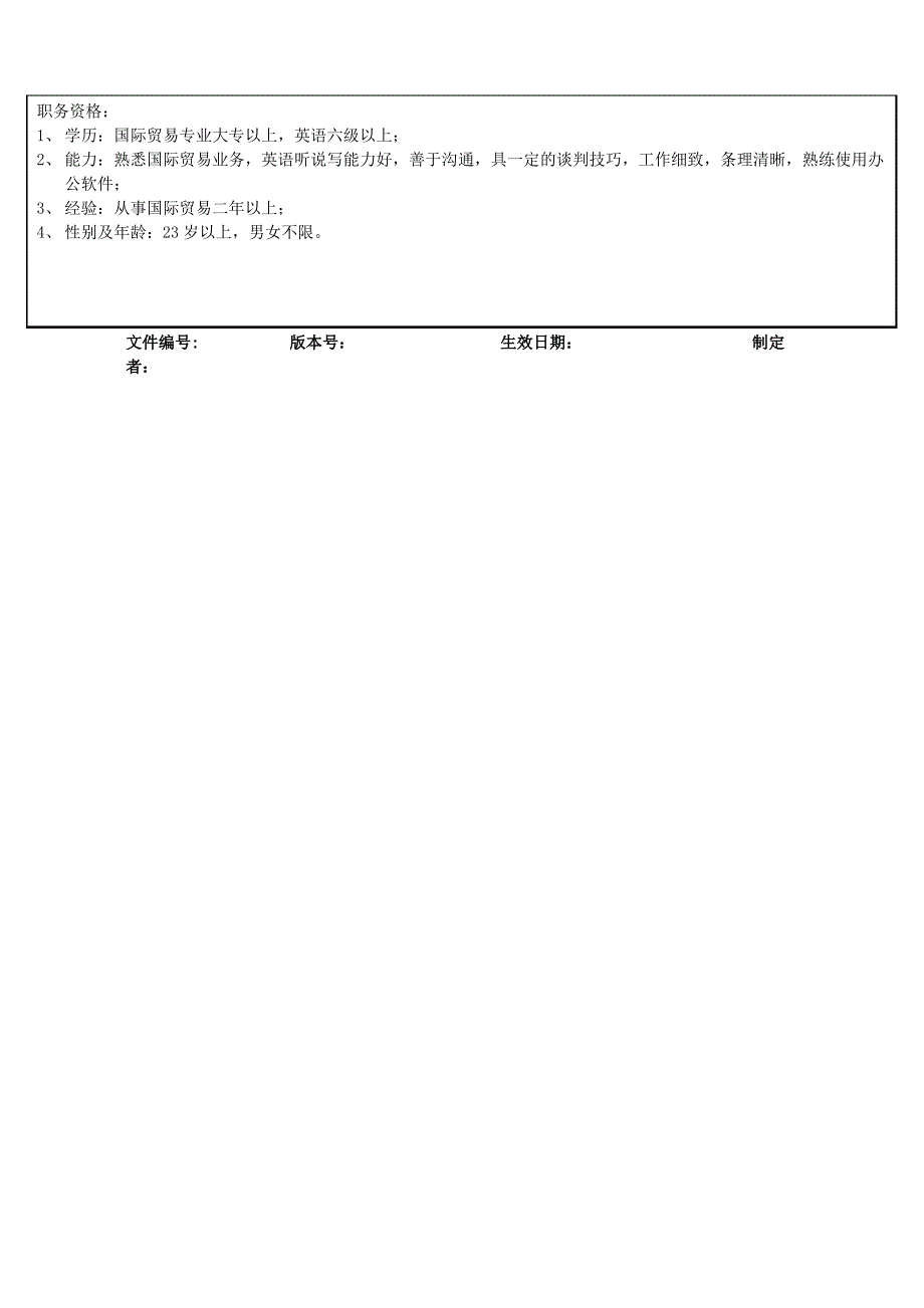 国际贸易业务员岗位说明书_第2页
