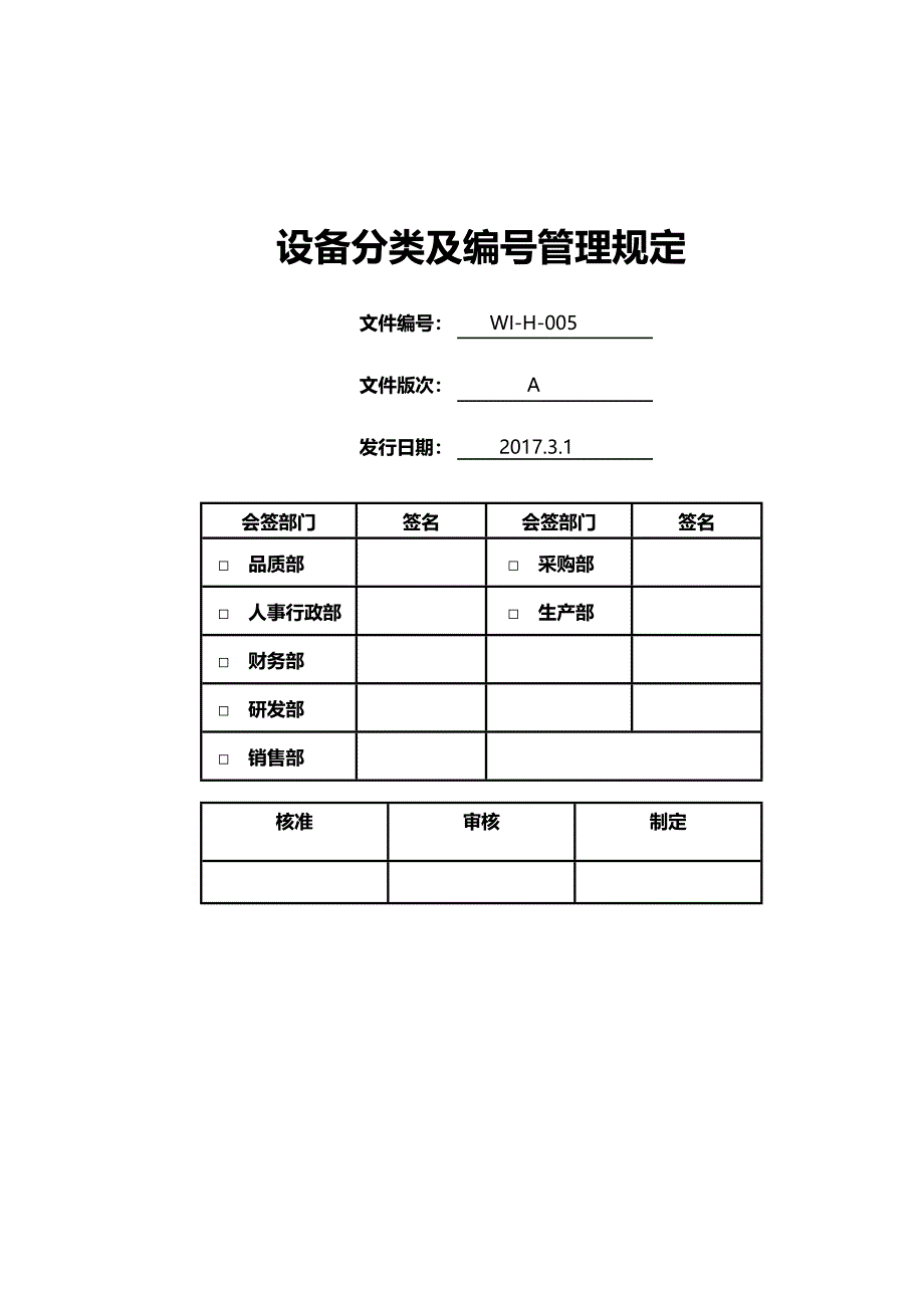 设备分类及编号管理规定_第1页