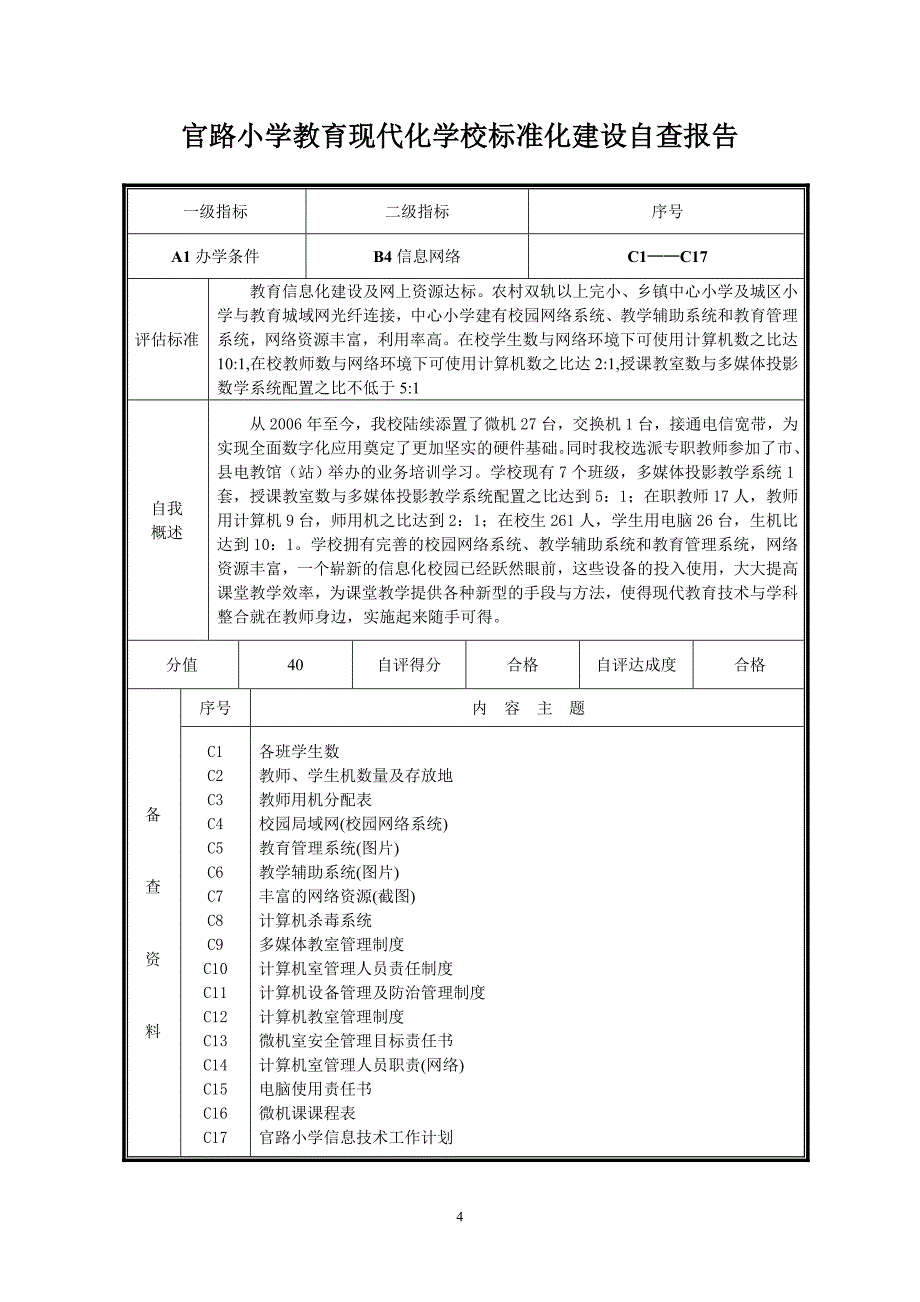 最新官路小学教育现代化学校标准化建设自查报告_第4页