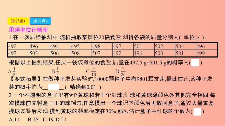 2019春九年级数学下册 第26章 概率初步 26.3 用频率估计概率课件（新版）沪科版.ppt_第2页