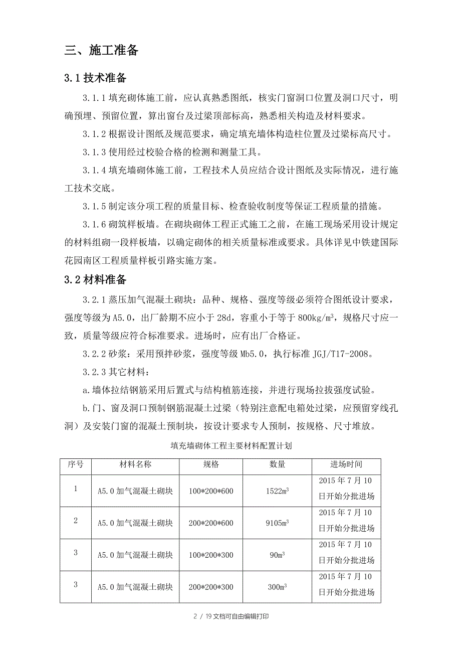 广州剪力墙结构高层住宅楼填充墙砌体工程施工方案(墙体植筋附图)_第3页