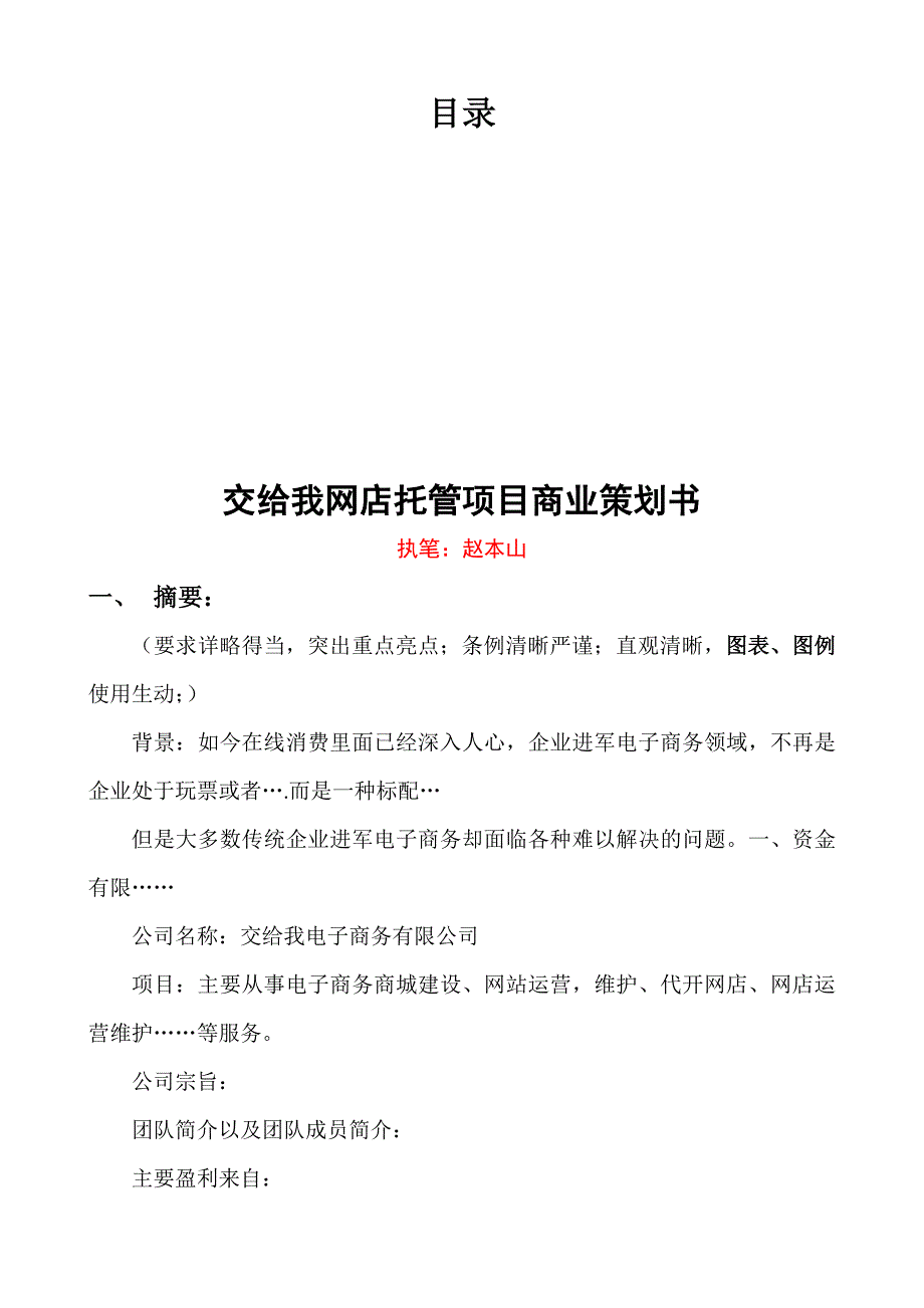 电子商务实战训练项目策划书模板_第2页