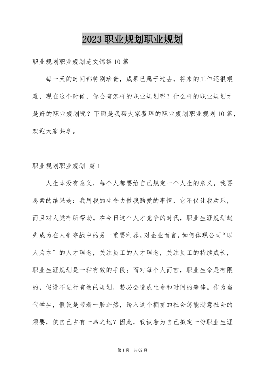 2023年职业规划职业规划256范文.docx_第1页