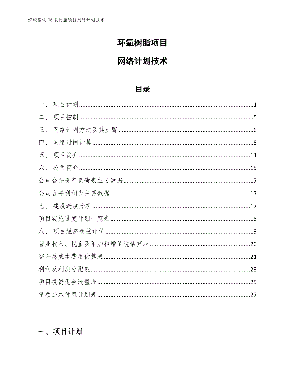 环氧树脂项目网络计划技术【参考】_第1页