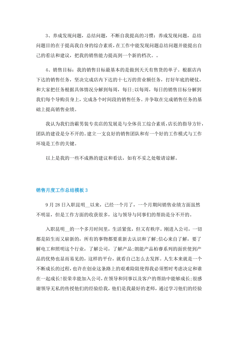 销售月度工作总结模板5篇_第3页