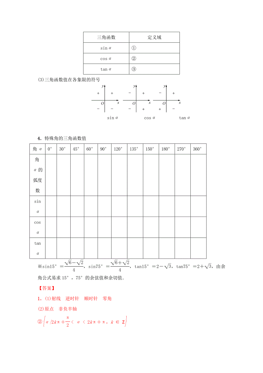 高一数学 人教版必修4：第一章 三角函数的概念 含解析_第3页