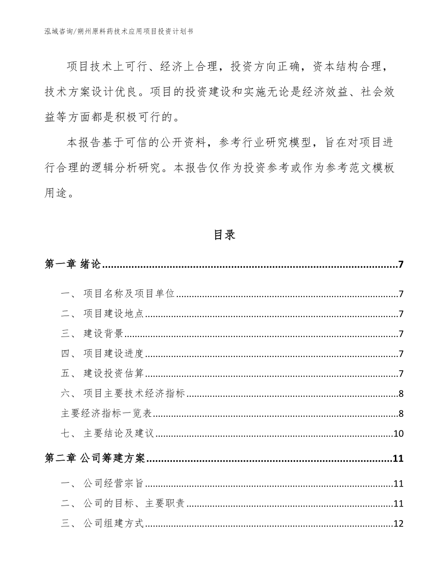 朔州原料药技术应用项目投资计划书【范文】_第2页