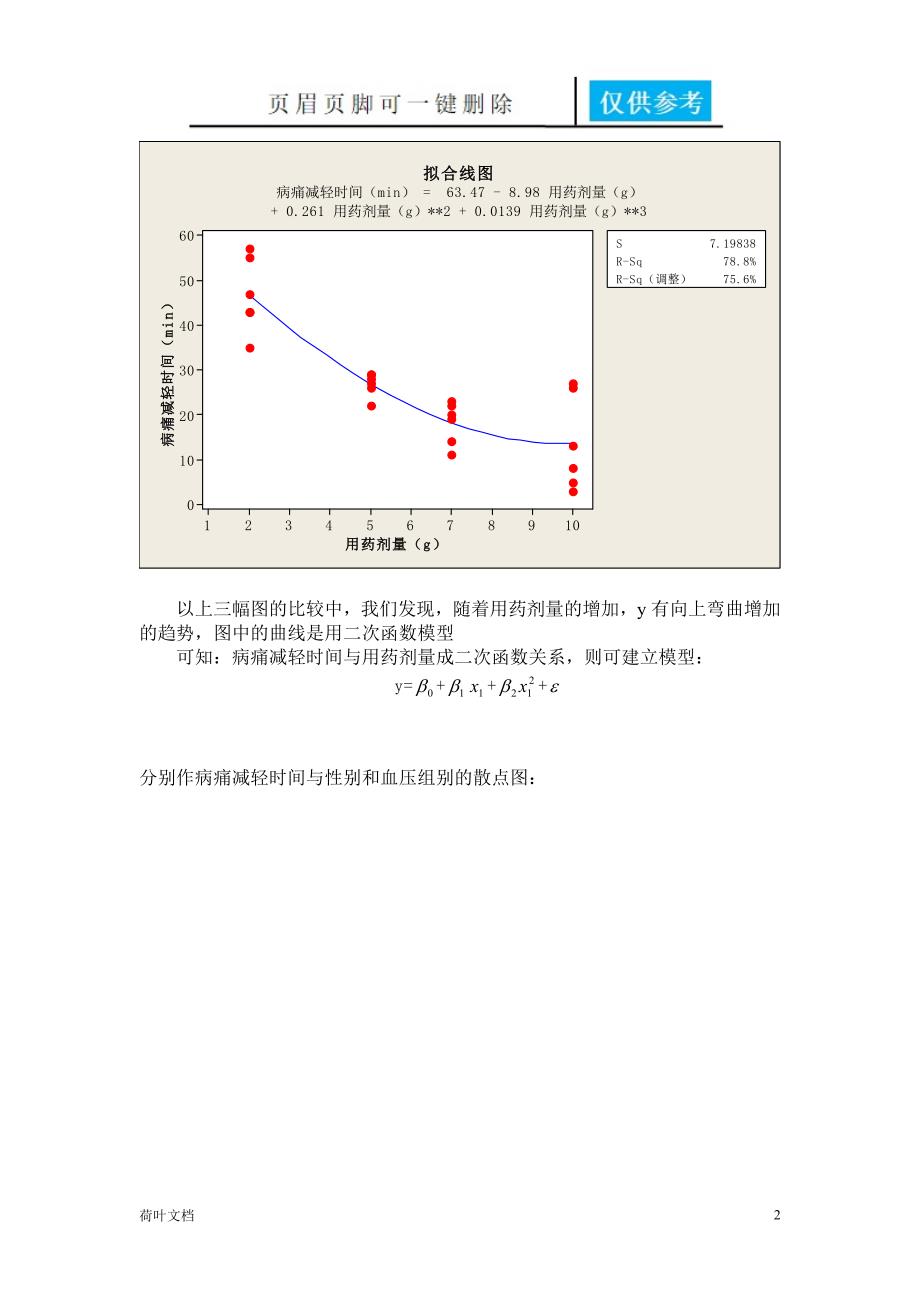 数学建模用回归分析探究止痛剂疗效模型应用知识_第3页