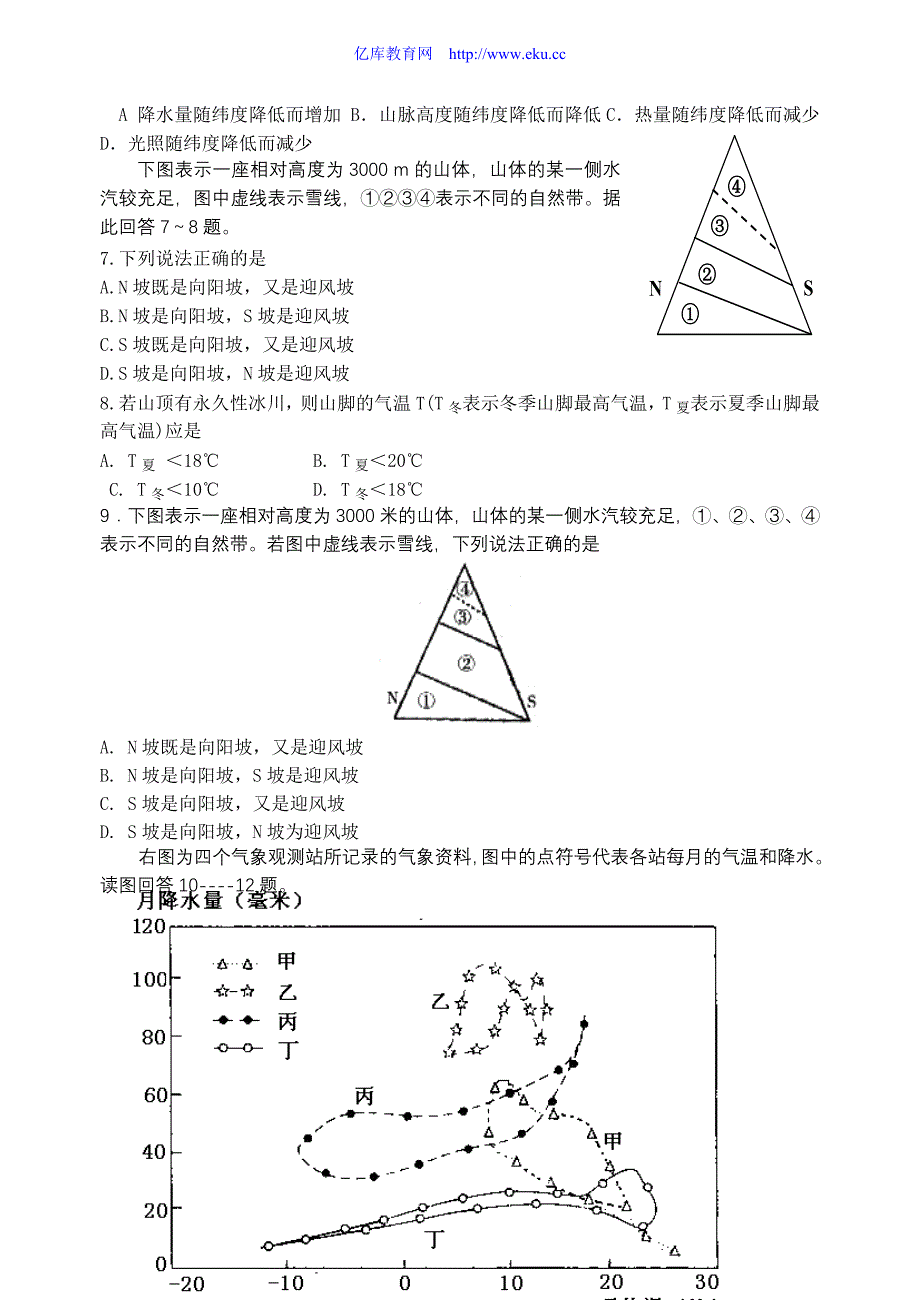 高考地理知识点训练雪线_第2页