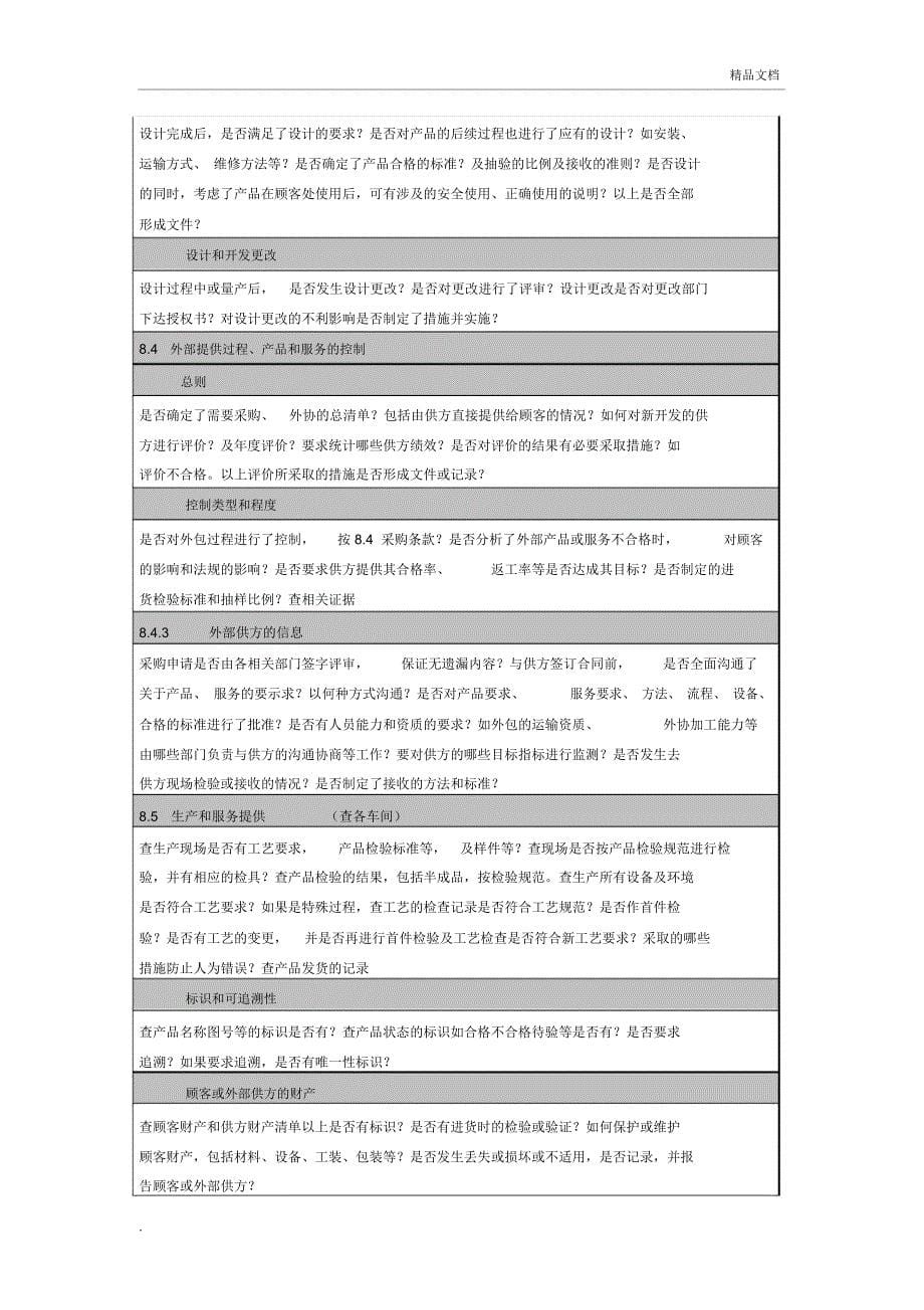 ISO9001-2015内审检查表检查内容_第5页