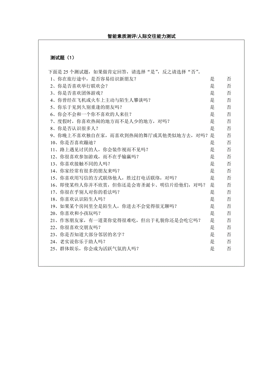 智能素质测评人际交往能力测试.doc_第1页