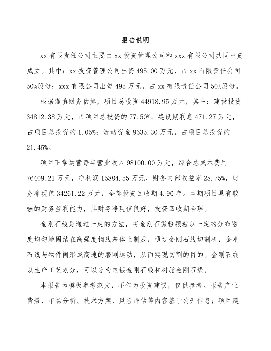 张家界关于成立金刚石线公司可行性研究报告_第2页