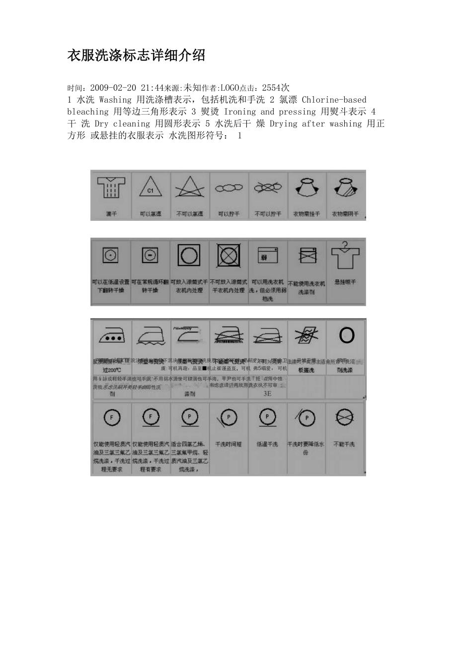 衣服洗涤标志详细介绍_第1页