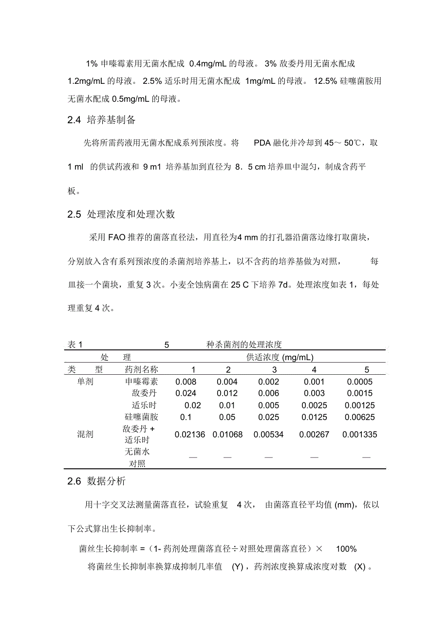 四种杀菌剂对小麦全蚀病菌抑制中浓度_第2页